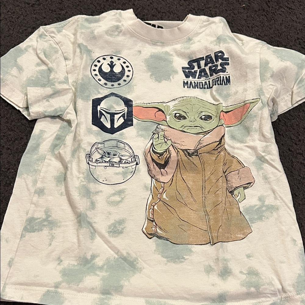 Star Wars Mandalorian Kids Tee - White and Light Blue